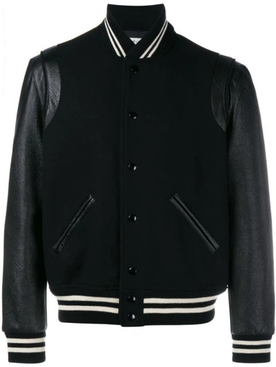 Saint Laurent Gabardine And Leather Teddy Jacket