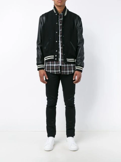 Saint Laurent Gabardine And Leather Teddy Jacket