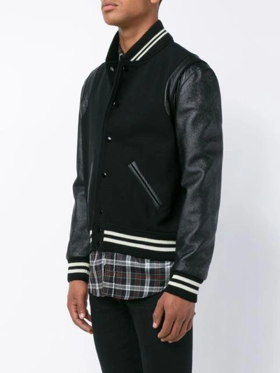 Saint Laurent Gabardine And Leather Teddy Jacket