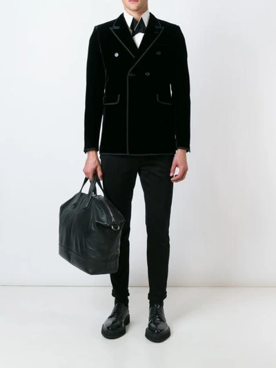 Shop Saint Laurent Double Breasted Blazer - Black