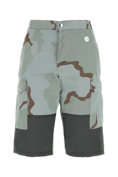 Shop Oamc Man Printed Nylon Blend Bermuda Shorts In Green