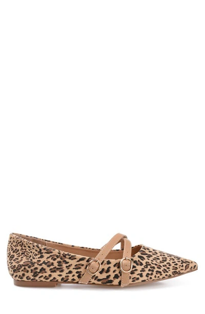 Journee Collection Womens Patricia Slip On Pointed Toe Ballet Flats In Leopard