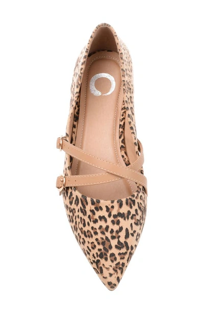 Journee Collection Womens Patricia Slip On Pointed Toe Ballet Flats In Leopard