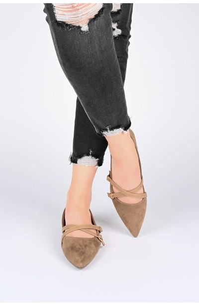 Shop Journee Collection Patricia Flat In Taupe