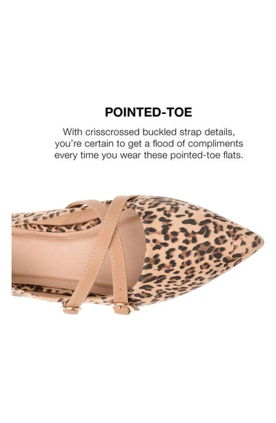Journee Collection Womens Patricia Slip On Pointed Toe Ballet Flats In Leopard