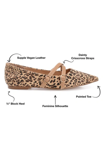 Journee Collection Womens Patricia Slip On Pointed Toe Ballet Flats In Leopard
