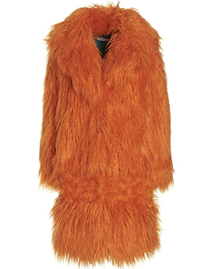 Shop Alabama Muse 'crocie' Faux Fur Coat In Orange