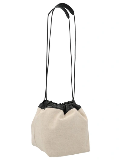 Shop Jil Sander 'dumpling' Bucket Bag In White/black