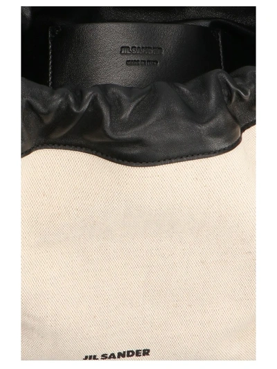 Shop Jil Sander 'dumpling' Bucket Bag In White/black
