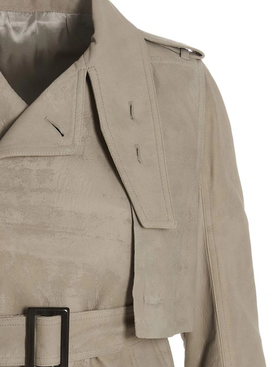Shop Rick Owens 'mini Trench' Jacket In Gray