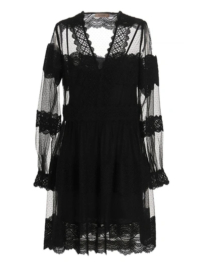 Shop Twinset Lace Dress In Black