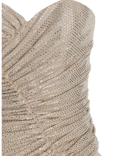 Shop Alexandre Vauthier 'diamond Crystallized Bustier' Short Dress In Beige