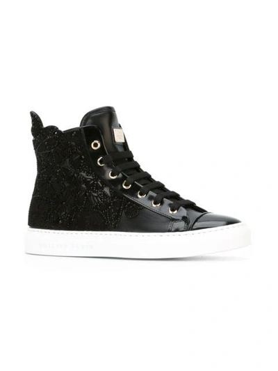 Shop Philipp Plein Verzierte High-top-sneakers In Black