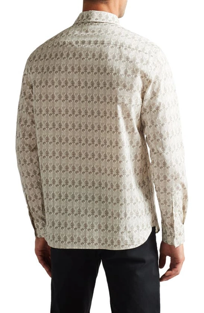 Ted Baker Temple Tree Print Button-up Shirt In Natural