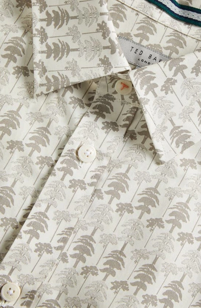 Ted Baker Temple Tree Print Button-up Shirt In Natural
