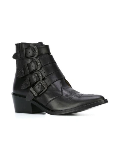 Shop Toga Black Leather Black Buckle Boots - Limited Edition