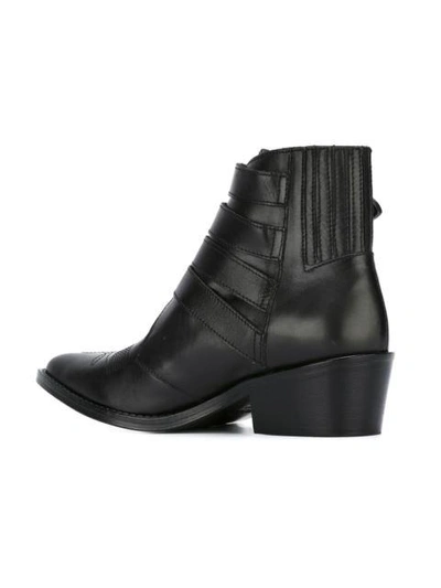 Shop Toga Black Leather Black Buckle Boots - Limited Edition