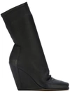 Rick Owens Open Toe Wedge Booties In Black