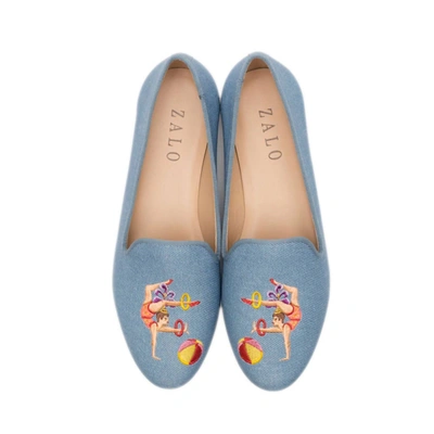 Shop House Of Zalo Acrobat Slipper In Denim In Blue