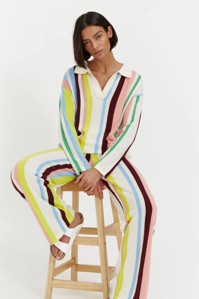 Shop Chinti & Parker Uk Multicoloured Cashmere Stripe Wide-leg Pants