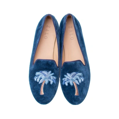 Shop House Of Zalo Palm Tree Slipper In Blue Smoke In Silver