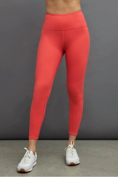 Carbon38 Ribbed 7/8 Legging In Cayenne In Red