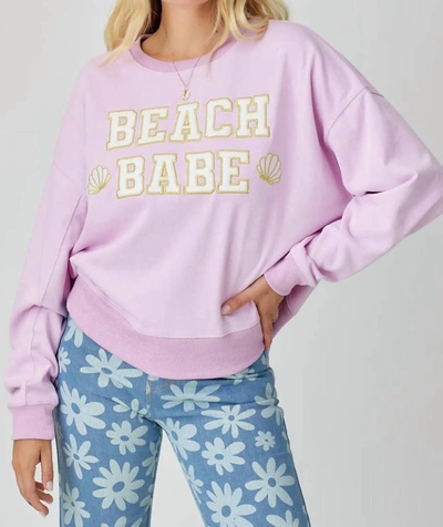 Shop Baevely By Wellmade Beach Babe Patch Sweatshirt In Pink