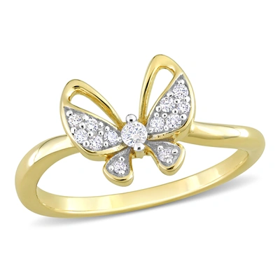 Mimi & Max 1/8ct Tdw Diamond Butterfly Design Ring In 10k Yellow Gold In Gold