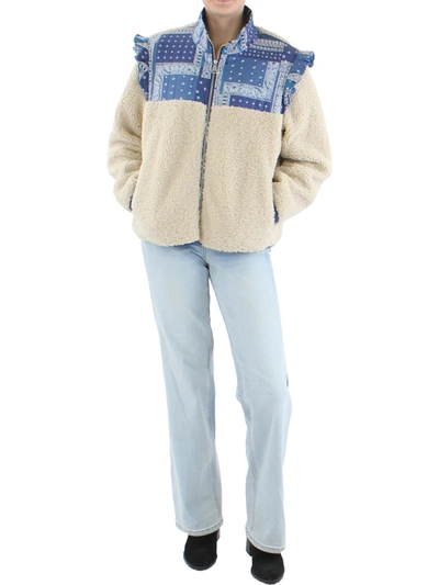 Shop Driftwood Womens Patchwork Short Teddy Coat In Blue