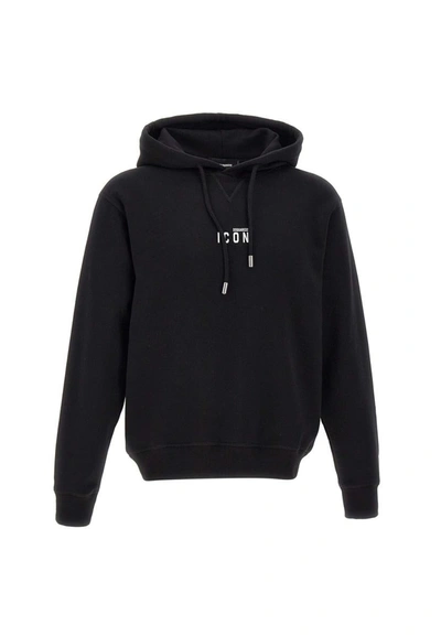 Shop Dsquared2 "mini Icon Hoodie"  Cotton Sweatshirt In Black