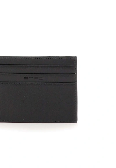 Shop Etro Calfskin Card Holder In Black