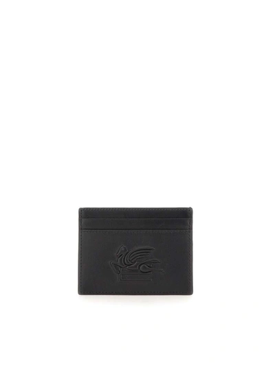 Shop Etro Calfskin Card Holder In Black