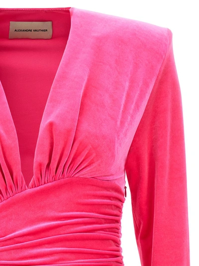 Shop Alexandre Vauthier Velvet Mini Dress In Fuchsia