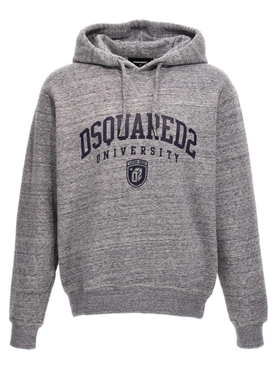 Shop Dsquared2 Logo Print Hoodie In Gray