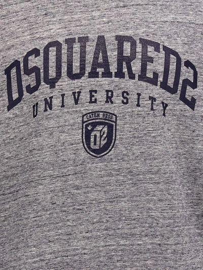 Shop Dsquared2 Logo Print Hoodie In Gray
