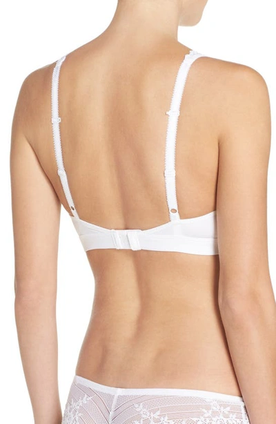 Wacoal Embrace Lace Convertible Plunge Soft Cup Wireless Bra In Delicious White