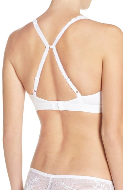 Wacoal Embrace Lace Convertible Plunge Soft Cup Wireless Bra In Delicious White