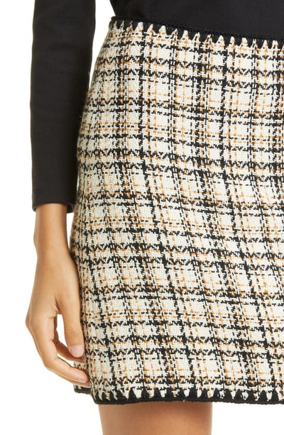 Shop Veronica Beard Ohemia Plaid Tweed Miniskirt In Ecru Ochre