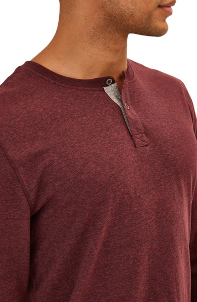 Shop Threads 4 Thought Long Sleeve Henley In Maroon Rust