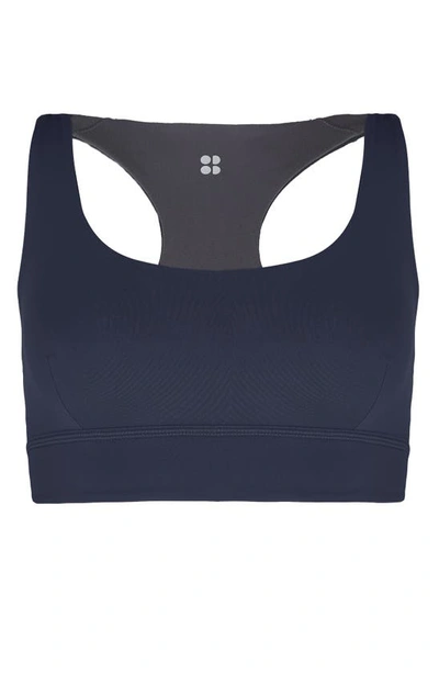 Shop Sweaty Betty Supersoft Reversible Yoga Bra In Urban Grey - Navy Blue