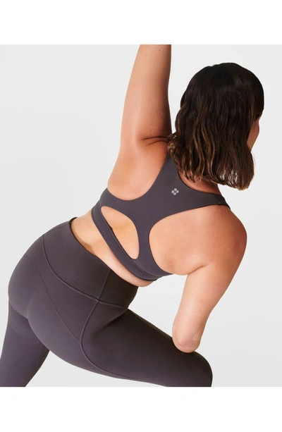 Shop Sweaty Betty Supersoft Reversible Yoga Bra In Urban Grey - Navy Blue