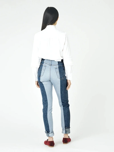 Shop E.l.v Denim Contrast Straight Leg Jean In Blue