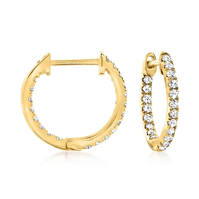Rs Pure Ross-simons Diamond Inside-outside Huggie Hoop Earrings In 14kt Yellow Gold In Yellow