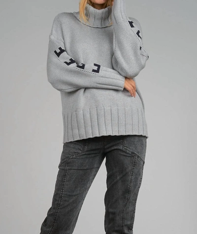 Shop Elan Turtle Neck Love Sweater In Grey