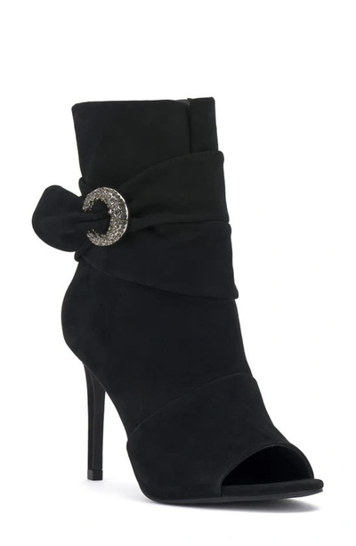 Shop Vince Camuto Antaya Open Toe Bootie In Black Suede