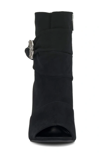 Shop Vince Camuto Antaya Open Toe Bootie In Black Suede