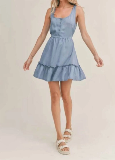 Shop Sadie & Sage Gal Mini Dress In Chambray In Blue