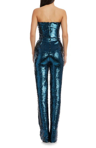Dress The Population Andy Strapless Jumpsuit In Deep Teal