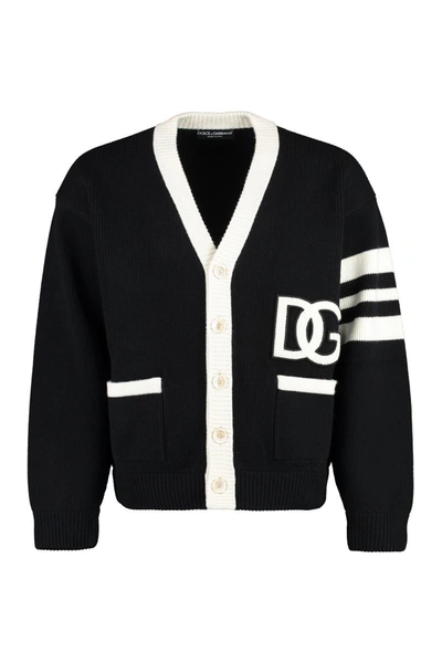 Dolce & Gabbana Man Cardigan Black Size Xl Virgin Wool, Wool, Acrylic, Polyester In Black