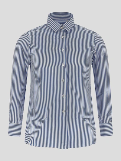Shop Finamore Shirts In Clear Blue